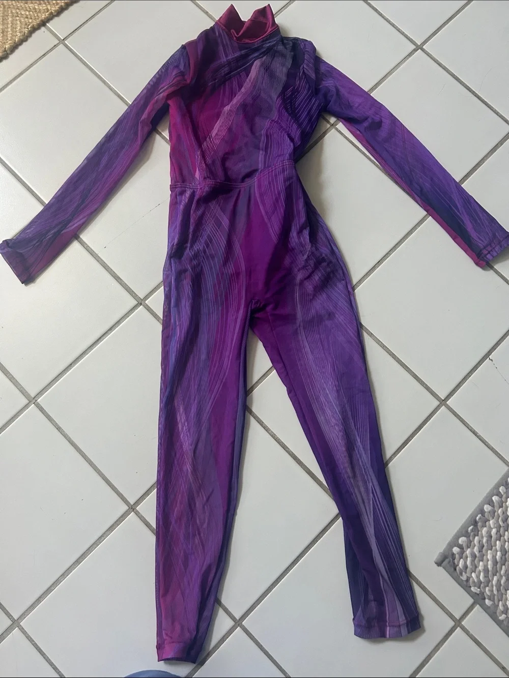 Weissman Purple and Pink Ombre Long-Sleeve Dance Jumpsuit